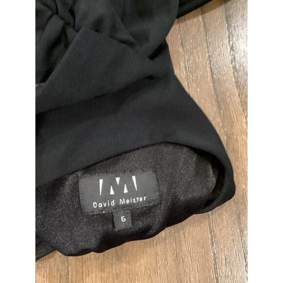 David Meister ruched waist Bodycon simple black mini Dress V Neck Sleeveless 6 - Picture 10 of 10